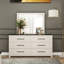 Commode de chambre à coucher 6 tiroirs avec miroir rond blanc rond Roundhill Furniture