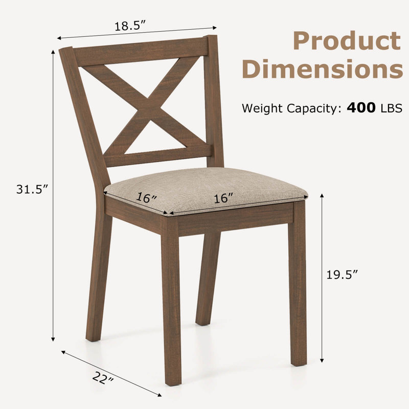 Ensemble de 4 chaises de salle à manger rembourrées et respirantes en forme de X, 4