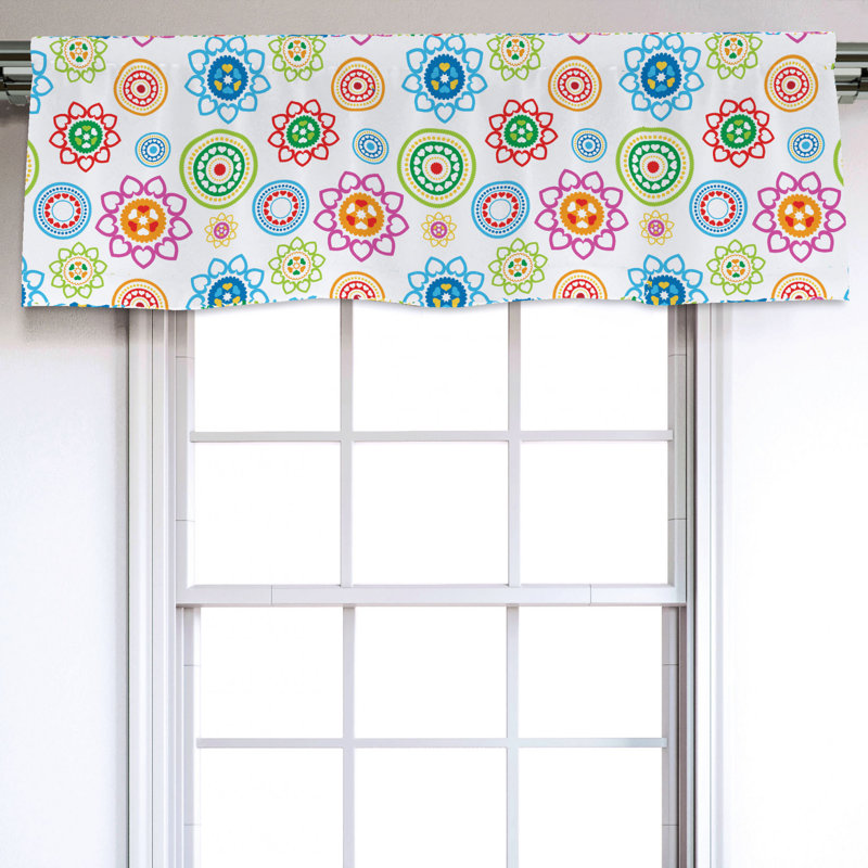 Sateen Geometric Ruffled Window Valance