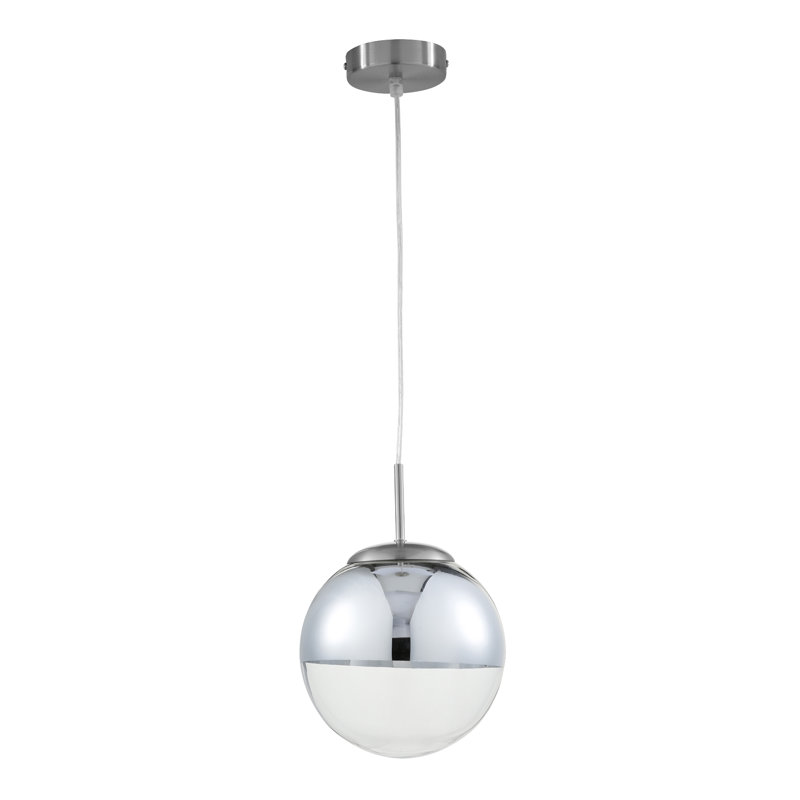 Saundra 1 - Light Matt Brushed Nickel Sphere Pendant, 120cm H x 30cm W x 30cm D