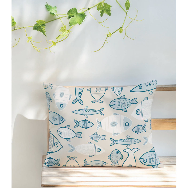 Coussin extérieur Here Fishy, Ivoire ivoire