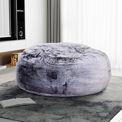 Modern Round Memory Foam Bean Bag Chair with Plush Faux Fur Cover for Ultimate Comfort and Relaxation.