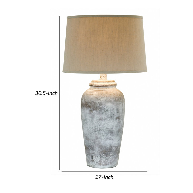 Neith Ceramic Lamp, Stone White/Beige