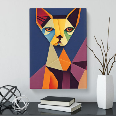 Sphynx Cat Cubism - Wrapped Canvas
