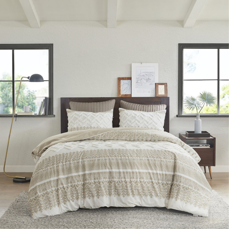 Ensemble de housse de couette en coton 3 pièces très grand avec capitonnage en chenille