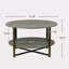 Table basse ronde de 31,5 po x l 31,5 po x H 18,3 po avec rangement à 2 niveaux, table basse de salon de style campagnard avec pieds en métal noir, effet de bureau patchwork facile à assembler-458200410