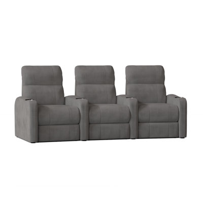 Upholstered Microfiber / Microsuede and Top Grain Leather Home Theater Seating with Cup Holder