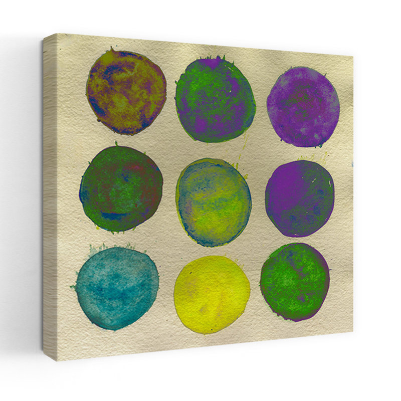 Aquarelle, cercles, beaux œufs, art mural rétro moderne, H 18 po x l 18 po