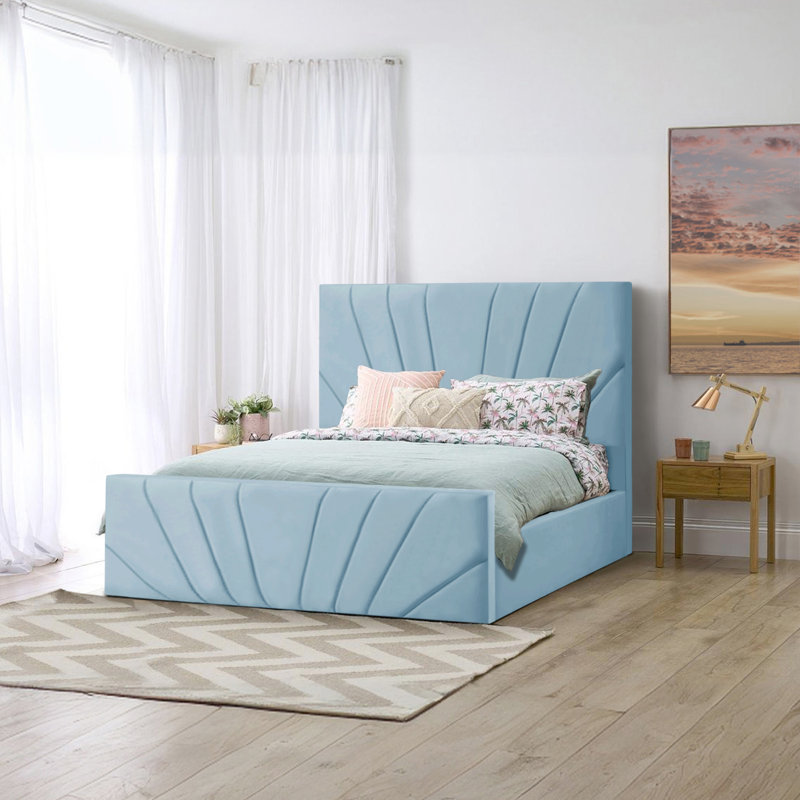 Burgoyne Upholstered Ottoman Storage Bed, UK Double (135 x 190 cm), Sky Blue