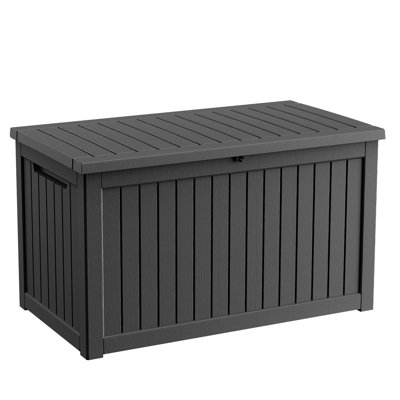 250 Gallon Outdoor Deck Box, Extra Large Waterproof Resin Storage Chest With Lockable Lid For Patio Cushions, Pool Floats, Garden Supplies & Outdoor Essentials