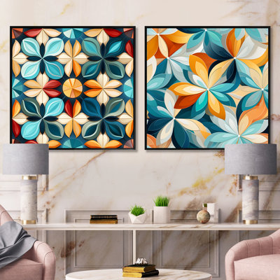 Wyndham - Ensemble de 2 collages carrés botaniques abstraits