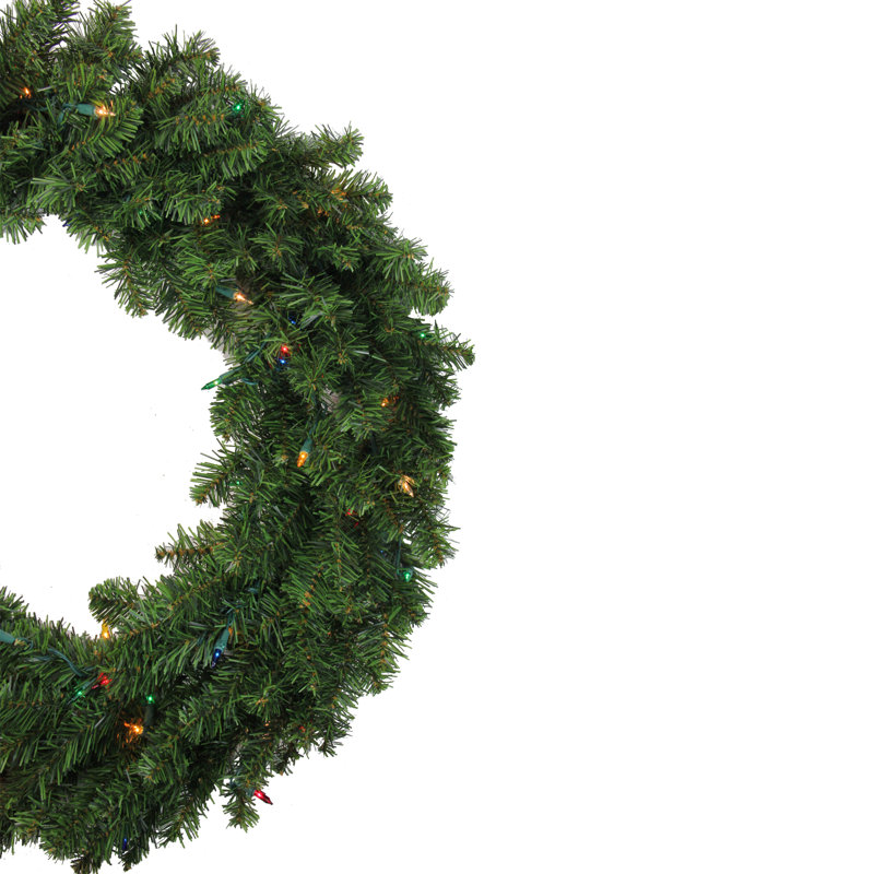 Couronne de Noël artificielle pré-éclairée pin canadien, Multi, H 5 po x l 48 po x P 48 po