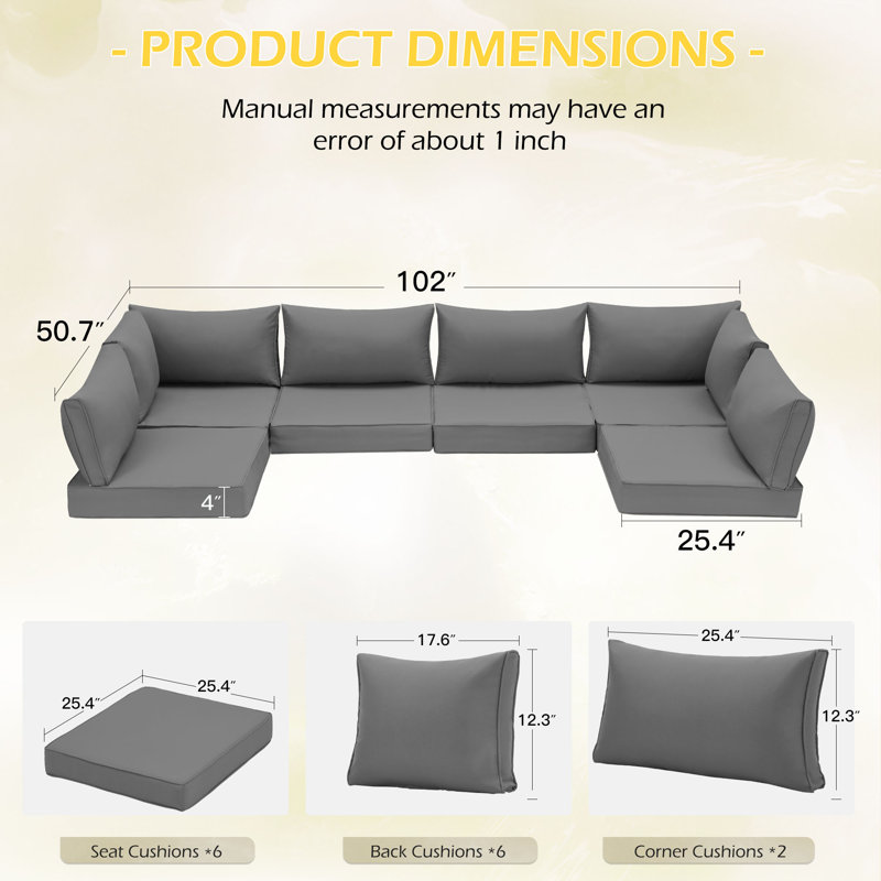 Coussin de siège / dossier de 4 po pour l'extérieur, Gris