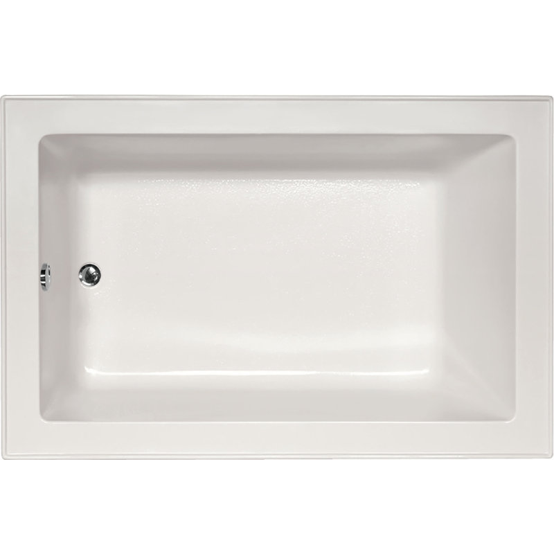 Emma 66'' L Soaking Bathtub, White, Satin Nickel