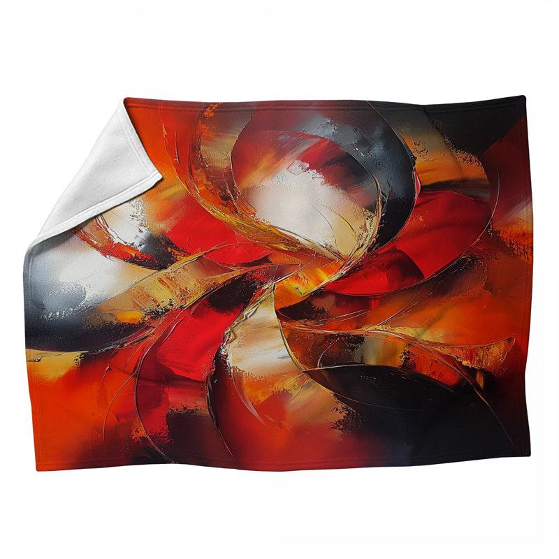 Jeté polaire Fiery Swirl - Jetés abstraits pour canapés ou lits, L 50 po x L 60 po