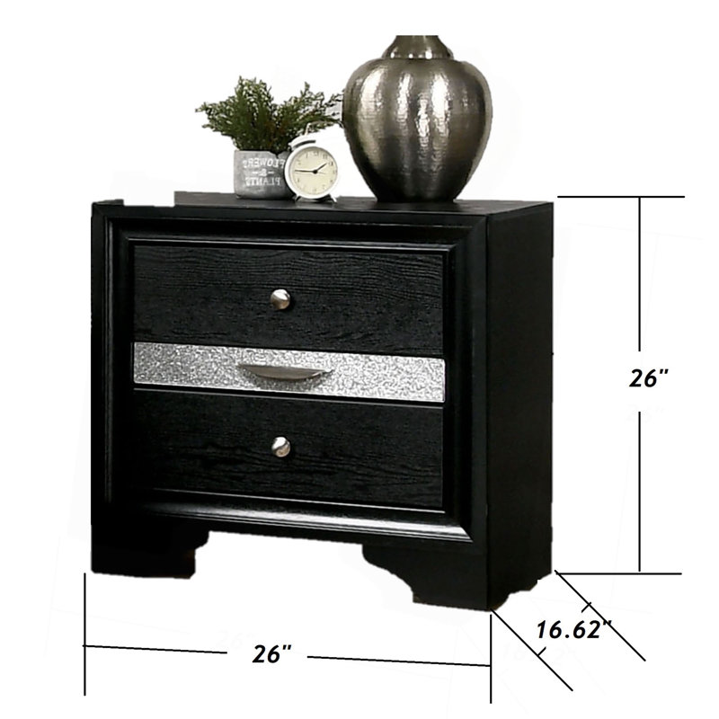 Table de chevet contemporaine 1Pc, Noir