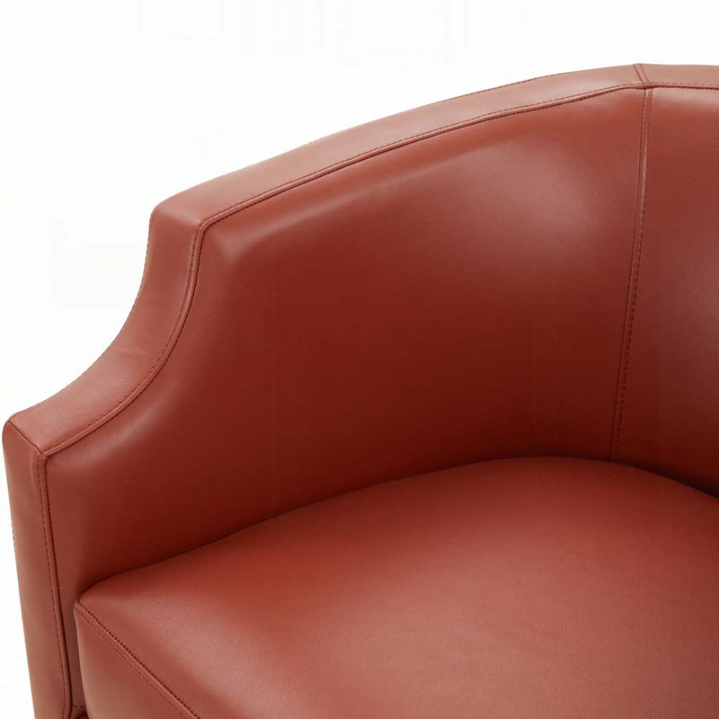 Fauteuil demi-tonneau pivotant en similicuir, Caramel