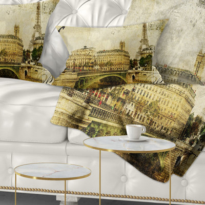 Abstract Cityscape Paris Lumbar Pillow