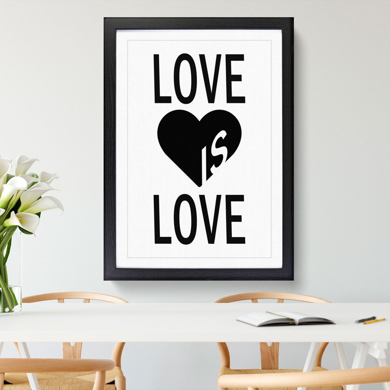 Love Is Love - Picture Frame Typography, 48cm H x 36cm W x 2cm D, Black Framed
