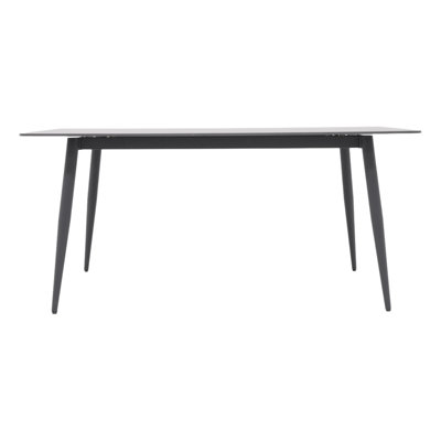 62.99" Modern Artificial Stone White Pandora Straight Edge Metal Leg Dining Table-Can Accommodate 6 People(Dining Table Only)