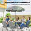 Outsunny 8 Piece Garden Dining Set with Parasol, 6 Folding Chairs,-62310805