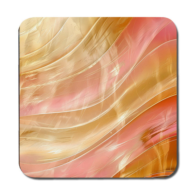 Gilded Marble Placemats And Coasters Set Designer Artwork Gold Tones Limited Edition