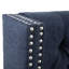 Tête de lit tapissier bleu marine, bouton avec garniture cloutée double, pieds réglables en métal, s'adapte au capitonnage du lit grand, pieds noirs pour la hauteur, couleur bleu marine-910902099