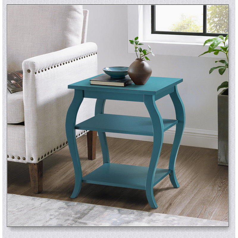Teal 2-shelf End Table