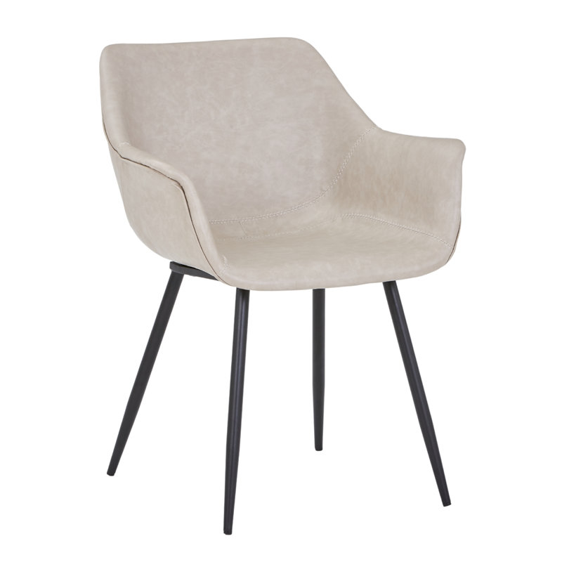 Haglund Leather Dining Chair with Powder-Coated Iron Legs Accent Side Chair Foam Padded Seat Versatile Kitchen Chair for Modern Home and Kitchen