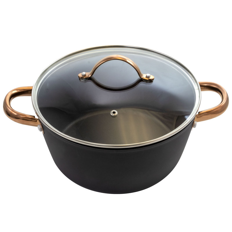 Elegant Black and Bronze 10-Piece Aluminum Nonstick Cookware Set