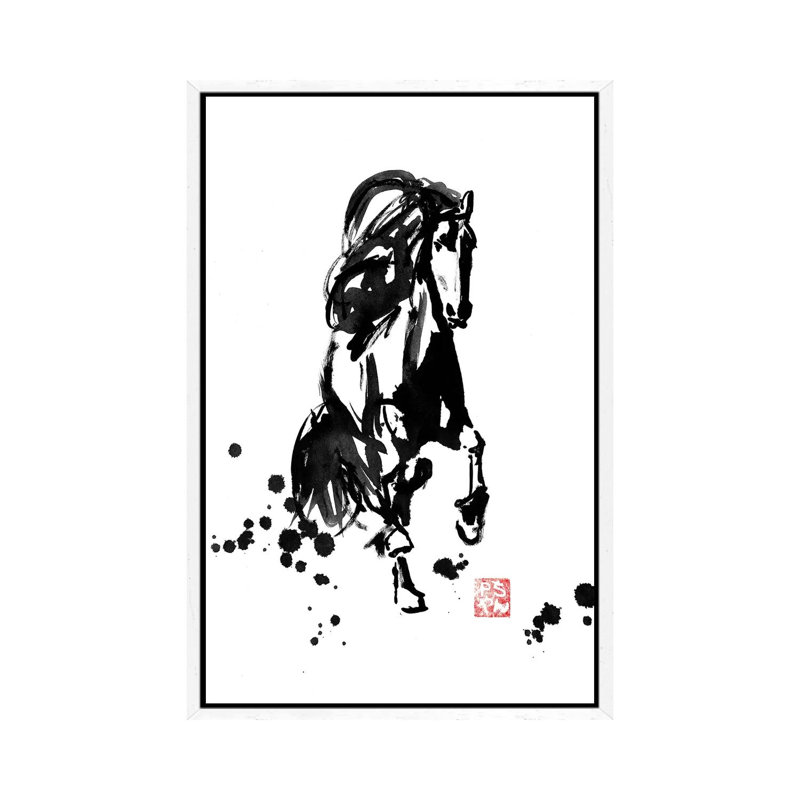 Running Horse by Péchane - Print on Canvas, 101.6 cm H x 66.04 cm W, White Framed