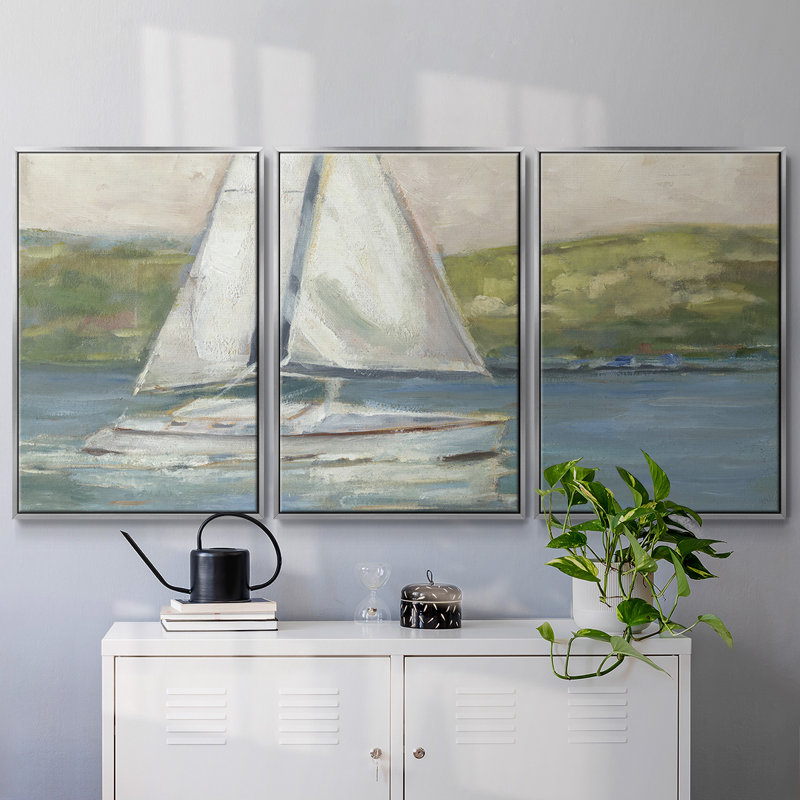 Off The Coast I 3 pièces, H 36 po x l 75 po x P 2 po, Argent
