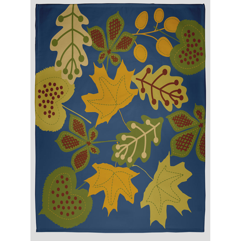 Jeté d'automne Fall Leaves, Blue, 50" W x 60" L