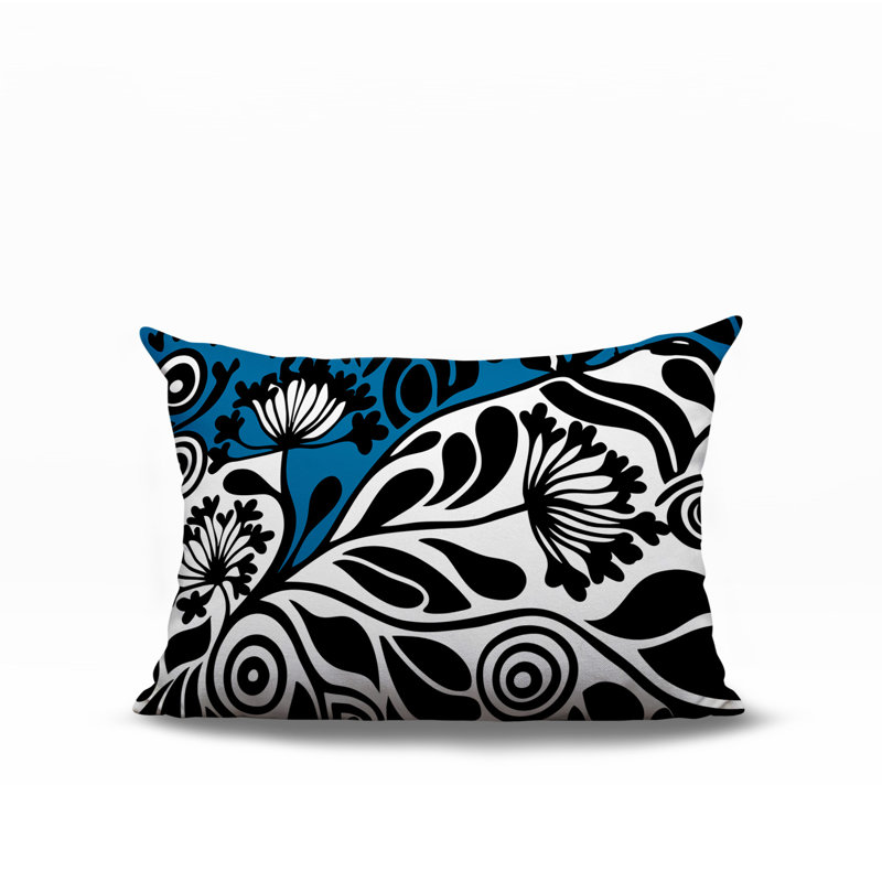 Oreiller rectangulaire réversible intérieur / extérieur Gina, Rectangle H 18 po x l 25 po, Turquoise