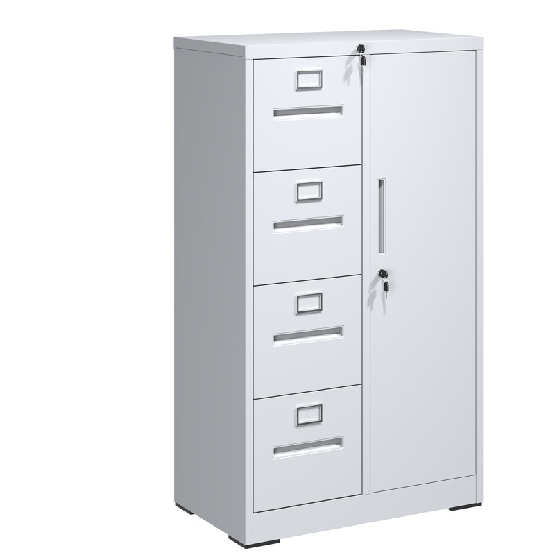 White Vertical 4-Drawer Lockable Metal Filing Cabinet