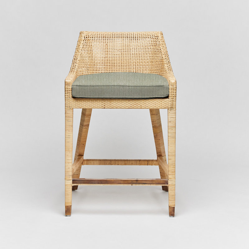 Tabouret de comptoir 26 po Boca, Cadre en fougère / rotin naturel