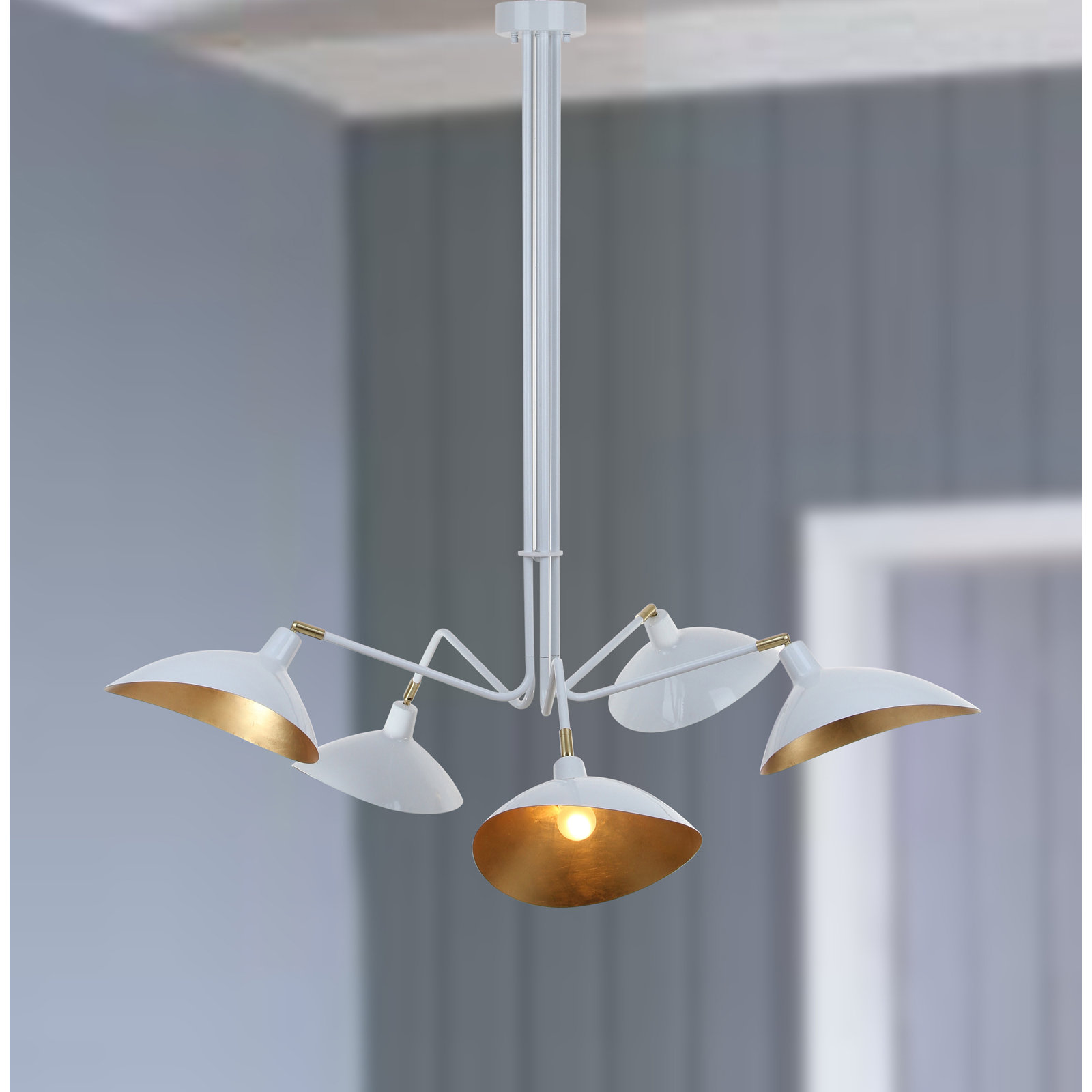 Duke 5 - Light Dimmable Geometric Chandelier, White