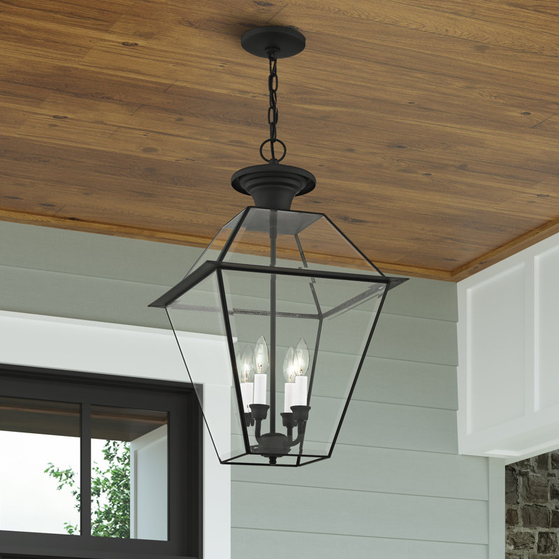 Boto Outdoor Hanging Lantern, Black, 24.5" H x 15" W x 15