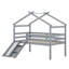 Lit simple mezzanine bas avec glissade, échelle, barrières de sécurité-106752978