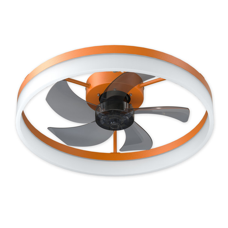 Modern Orange Ceiling Fan with Lights and Remote Control, Dimmable LED Thin Design Ceiling Fan for Bedroom Living Room - Quiet Operation ABS Ceiling Fan