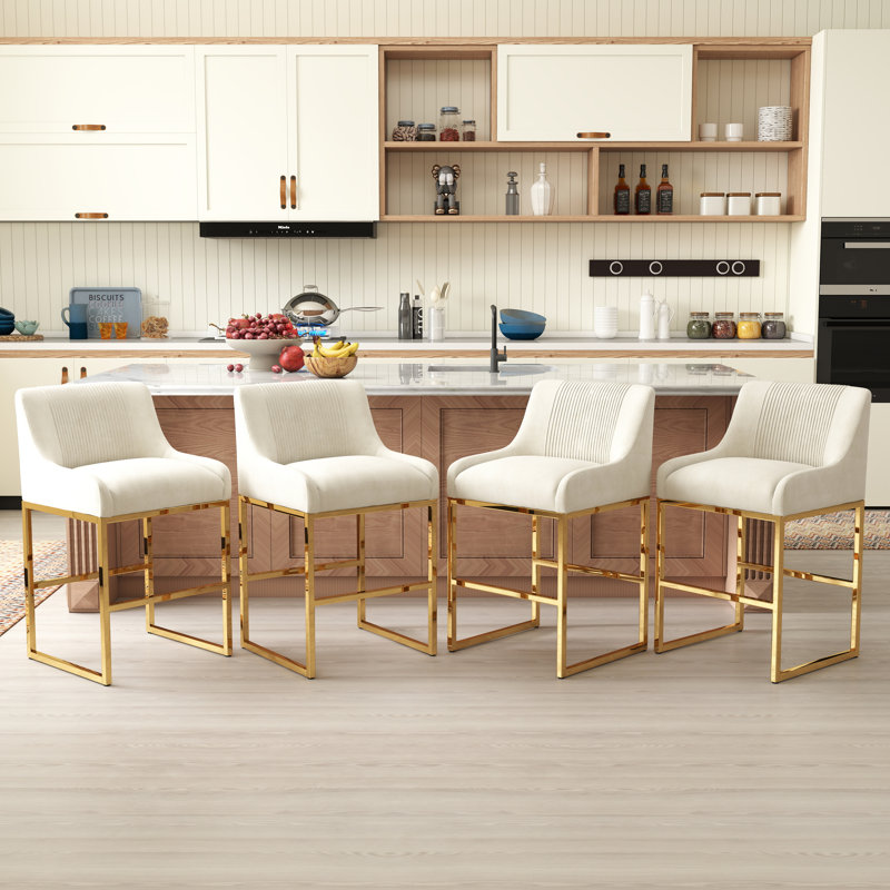 Zanthia Upholstered Counter Stool, Beige, 4