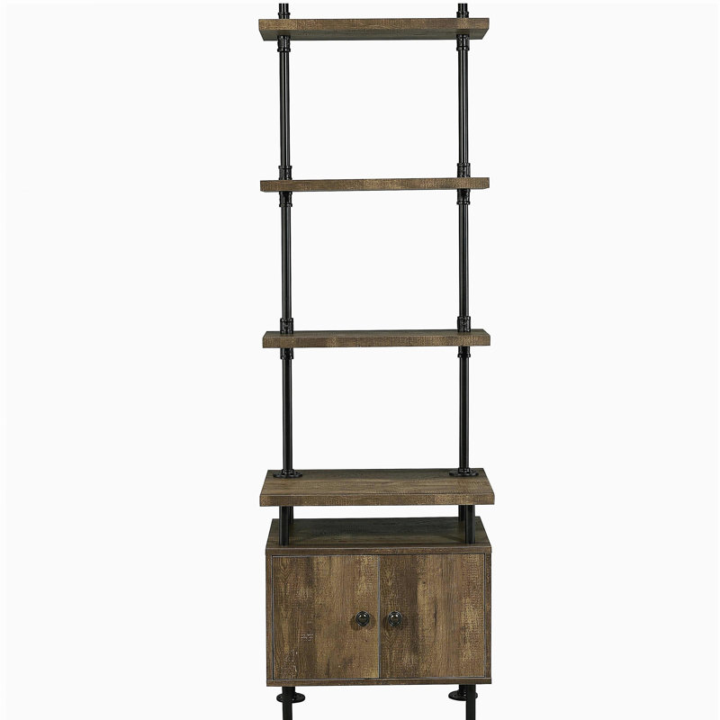 Rustic Oak And Black Side Pier With Open Shelving