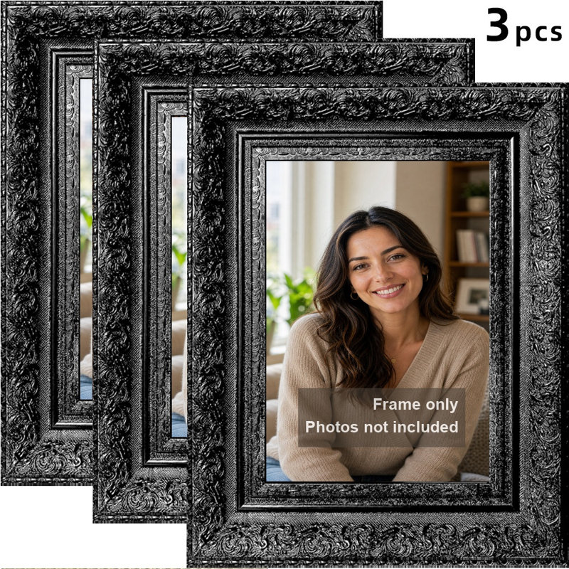 Cadre photo noir raffiné 3 pièces 8 po x 10 po avec affichage horizontal ou vertical
