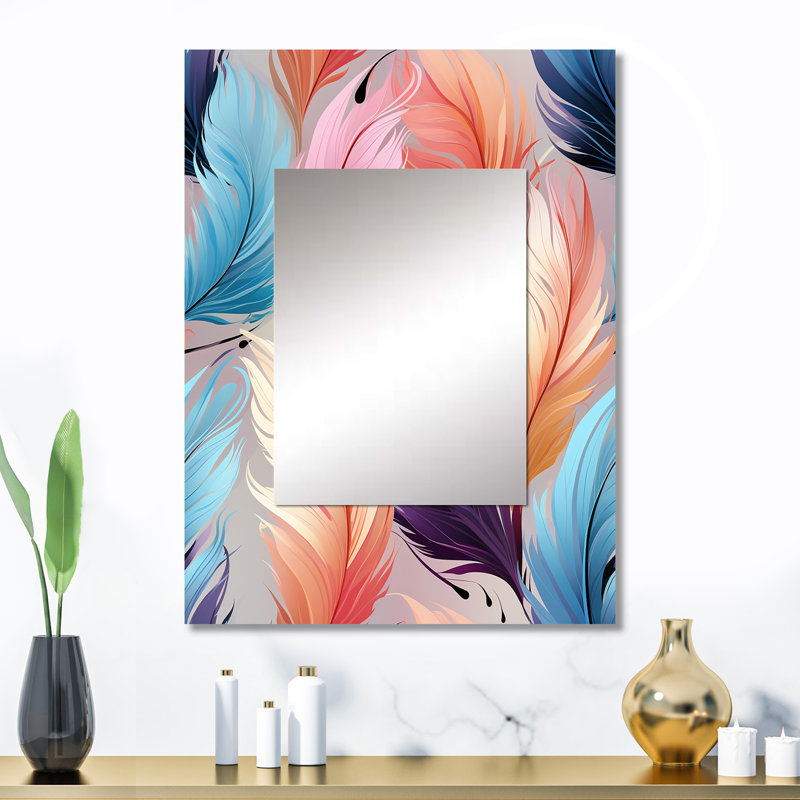 Élégance animalière multicolore Zanib - miroir unique abstrait, grand miroir mural abstrait, impression d'art en métal