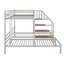 Lit superposé simple au-dessus de simple et simple en métal, structure de lit superposé triple avec tablettes de rangement et escalier-87746284