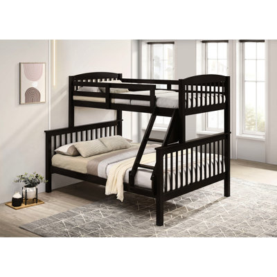 Lit superposé simple en bois massif de style transitionnel avec lattes, angle, couleur noyer, l 60 po x P 81 po, H 68 po et bois franc, pour la chambre à coucher