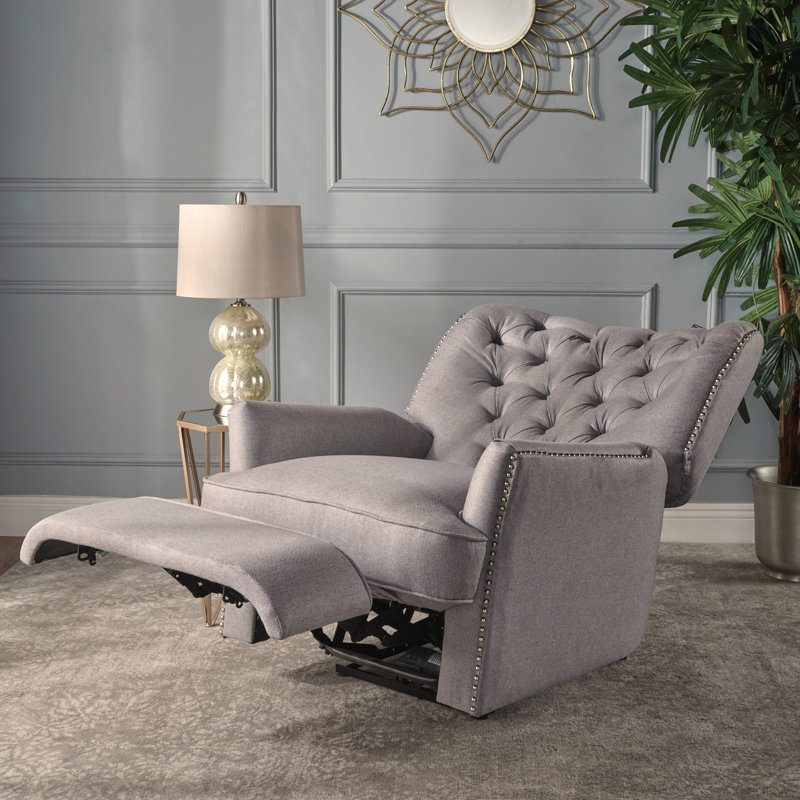 Prestbury Upholstered Power Recliner, Light Gray