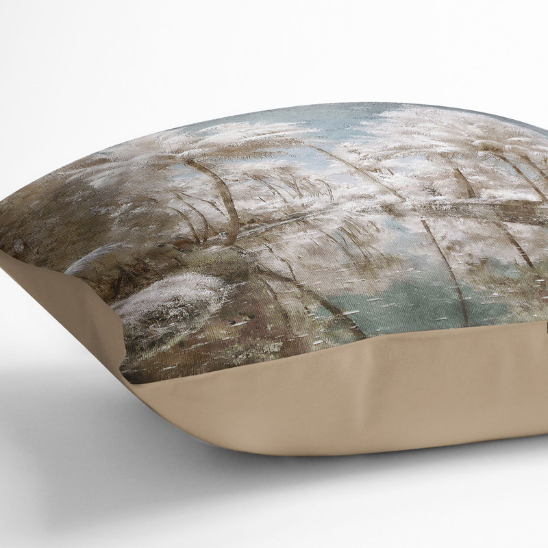 Tree View in Kerala India Cushion with Filling, Stone, 55cm H x 55cm W x 20cm D