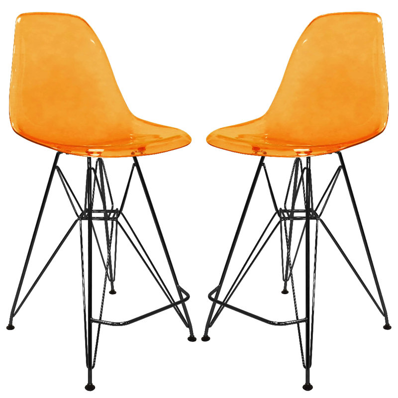 Tabouret de bar ergonomique Bagimont, chaise de cuisine moderne à hauteur de comptoir, siège en ABS résistant aux rayures avec dossier incurvé et repose-pieds en acier - Paquet de 2