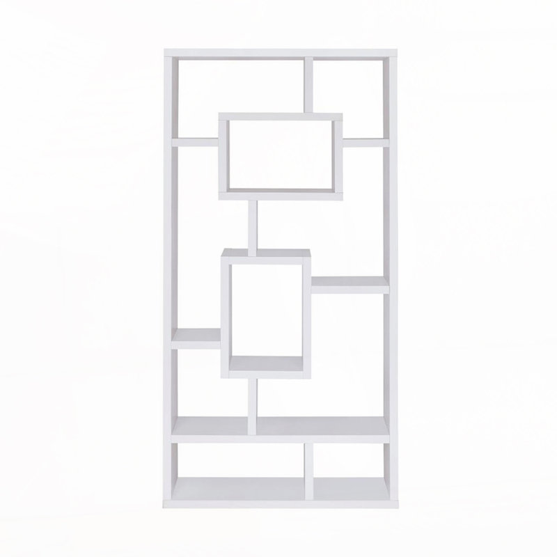 10-Shelf Rectangular Bookcase, White
